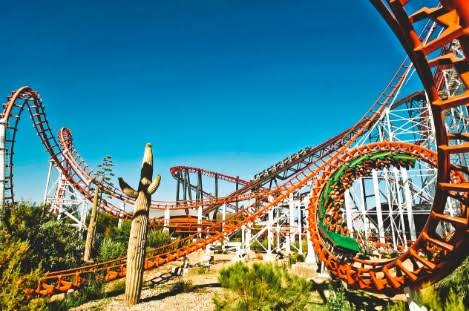 Gold Reef City theme park rides and historic gold mine, Johannesburg